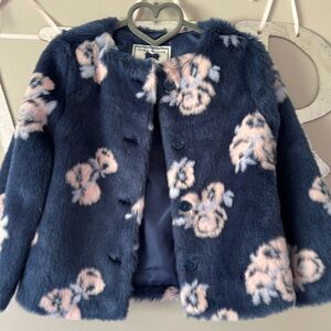 Faux fur floral printed coat - Janie and Jack size 3-4